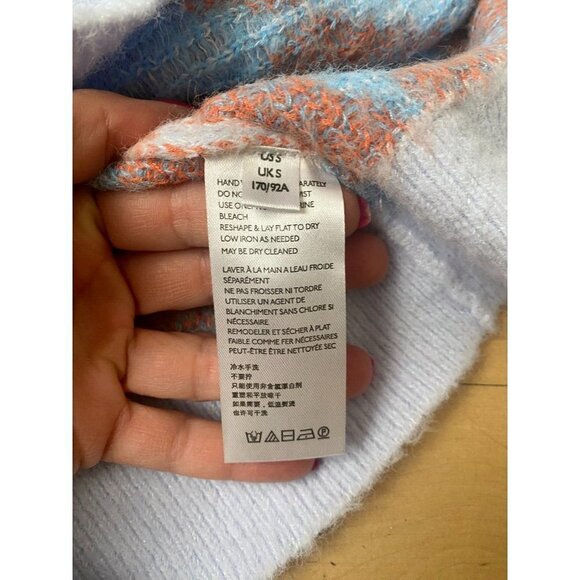 Free People BNWT vneck arglye sweater vest sz small blue orange NEW - Picture 7 of 7